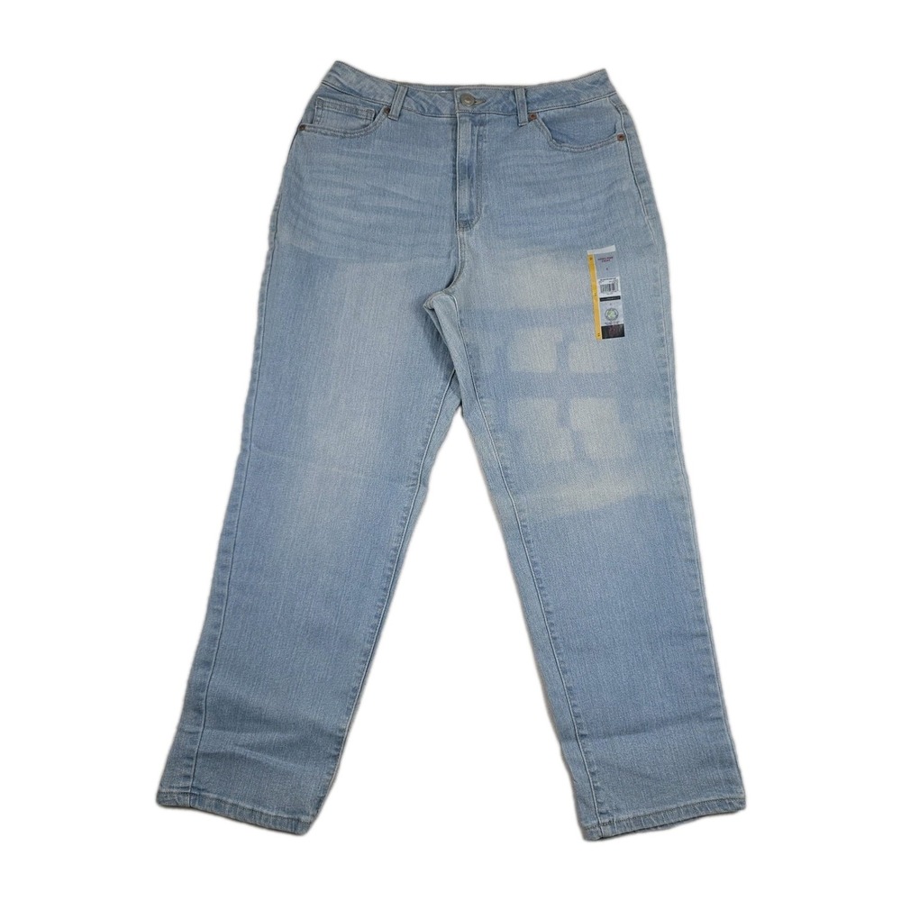 No Boundaries Women Light Wash High-Rise Mom Jeans Size 11 Tapered Leg Denim